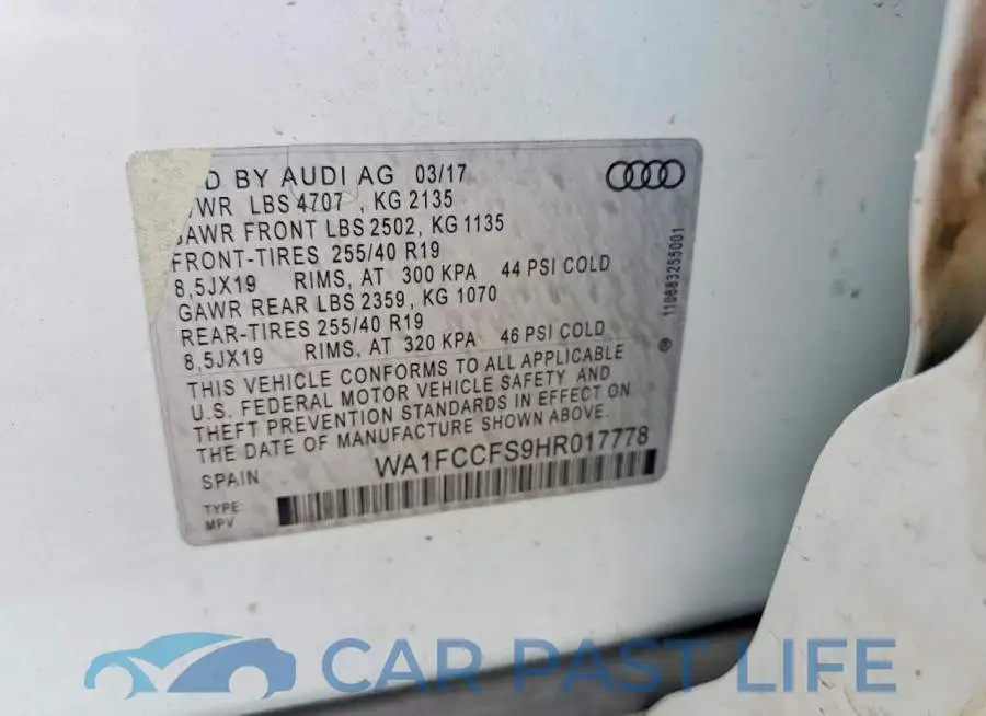 WA1FCCFS9HR017778# 13