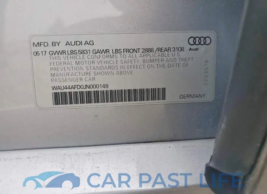 WAU44AFD0JN000149# 12
