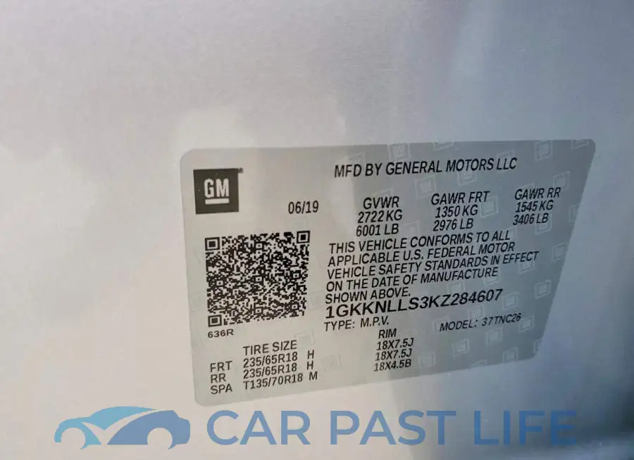 1GKKNLLS3KZ284607# 13