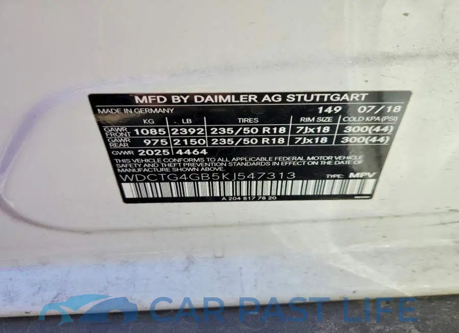 WDCTG4GB5KJ547313# 12