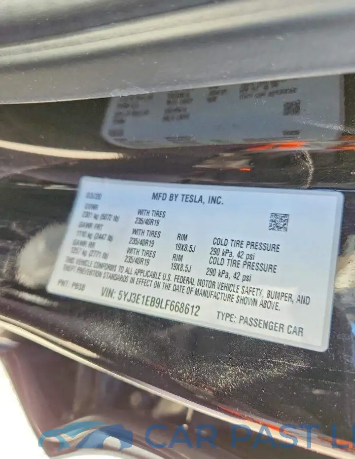 5YJ3E1EB9LF668612# 12