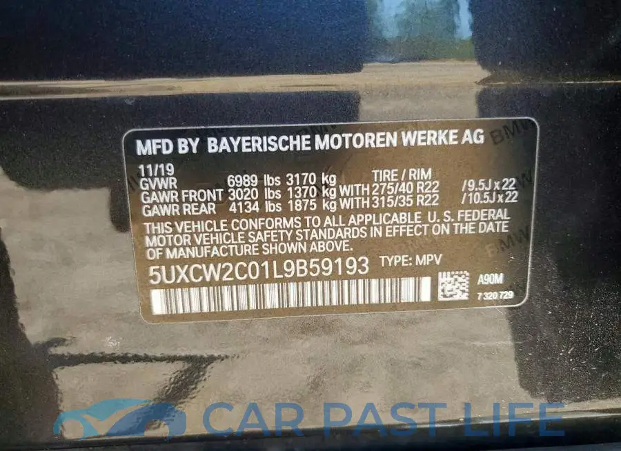 5UXCW2C01L9B59193# 12