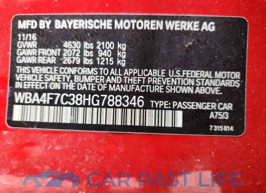 WBA4F7C38HG788346# 12