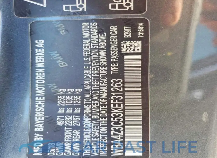WBA4Z3C53KEF31263# 13