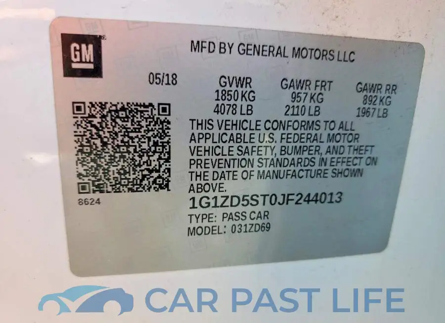 1G1ZD5ST0JF244013# 12