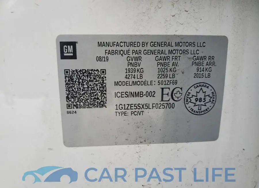 1G1ZE5SX5LF025700# 13