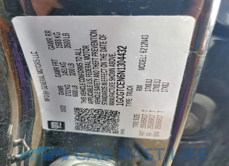 1GCGTCEN6N1304432# 12