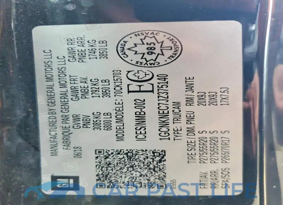 1GCNKNEC7JZ375140# 12