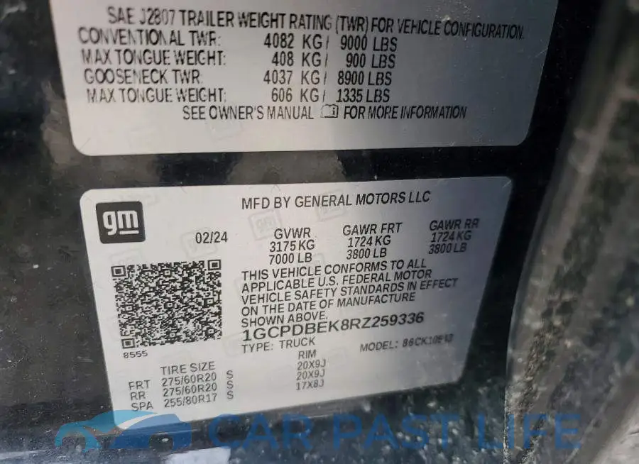 1GCPDBEK8RZ259336# 12
