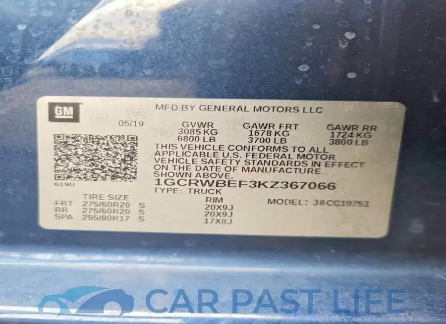 1GCRWBEF3KZ367066# 12