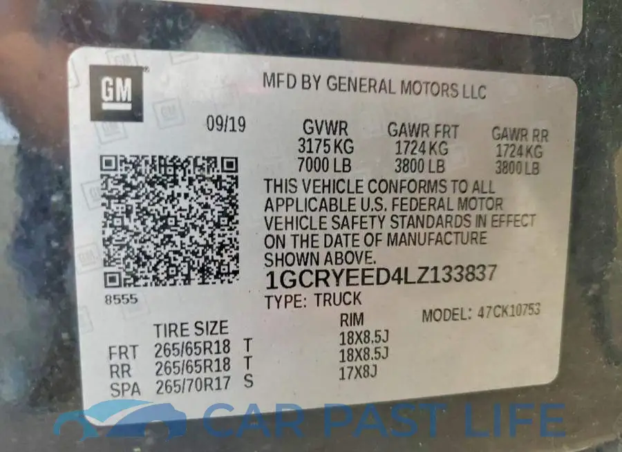 1GCRYEED4LZ133837# 12