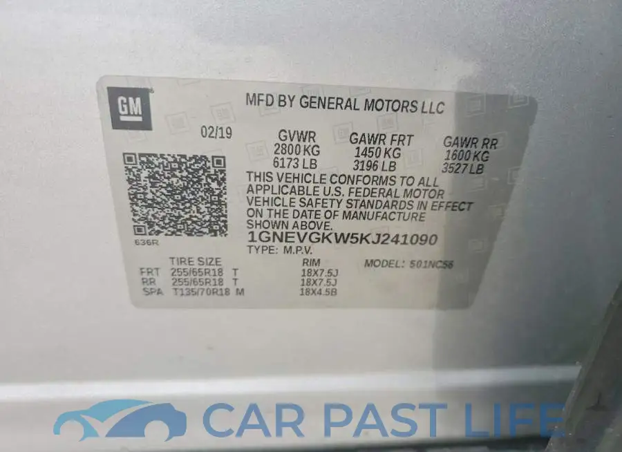 1GNEVGKW5KJ241090# 14