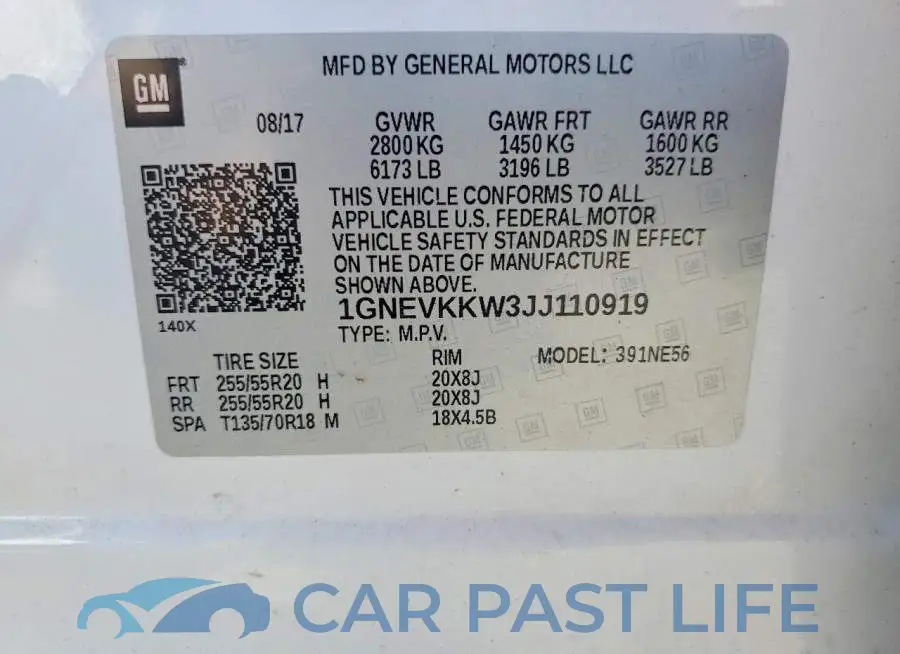 1GNEVKKW3JJ110919# 13