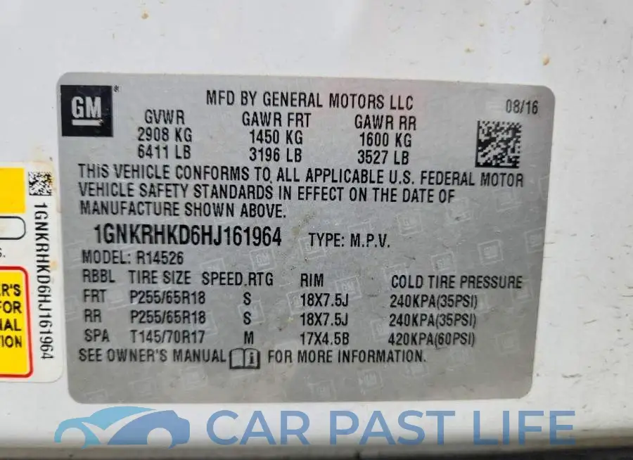 1GNKRHKD6HJ161964# 14