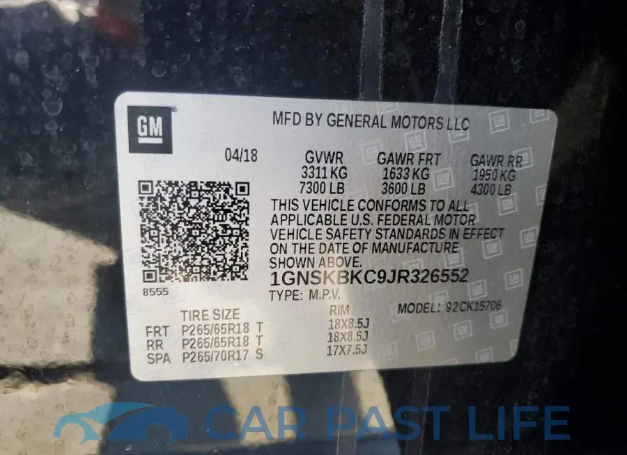 1GNSKBKC9JR326552# 14