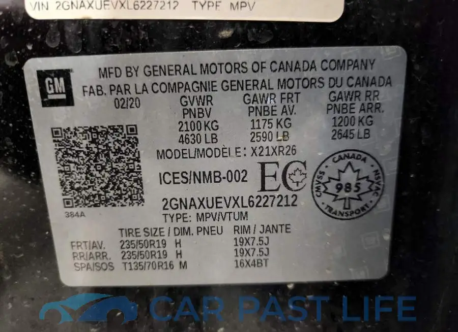 2GNAXUEVXL6227212# 12