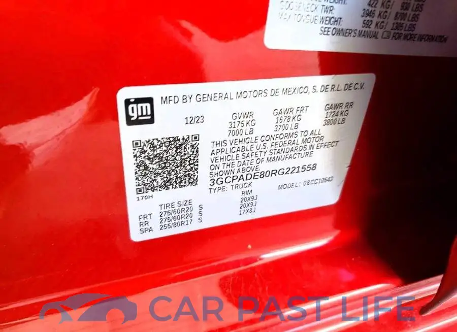 3GCPADE80RG221558# 13
