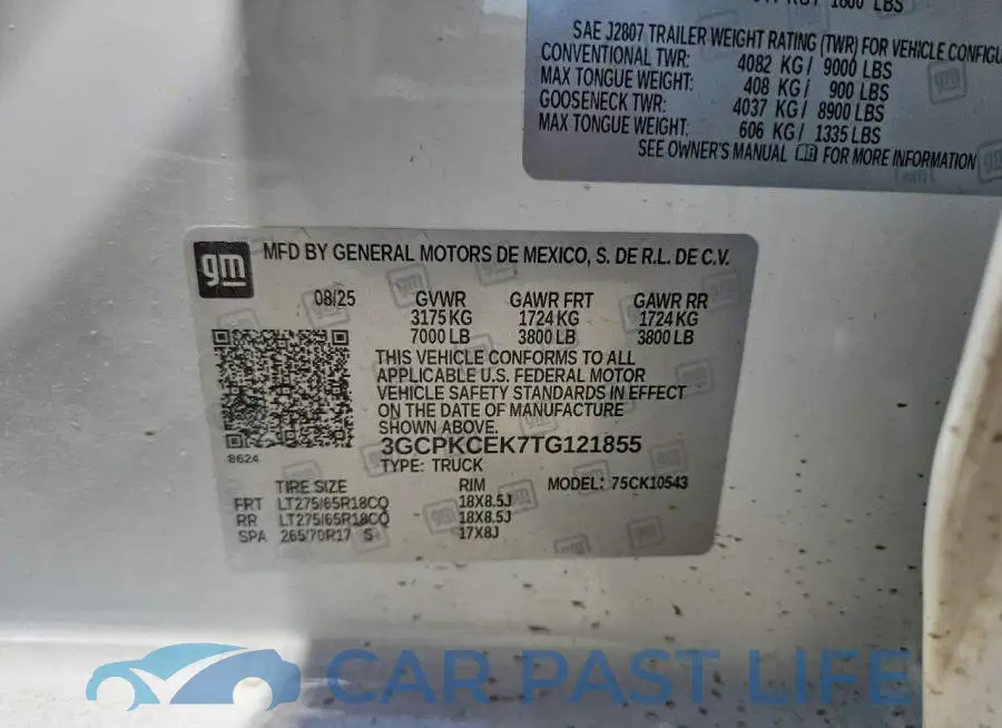 3GCPKCEK7TG121855# 12
