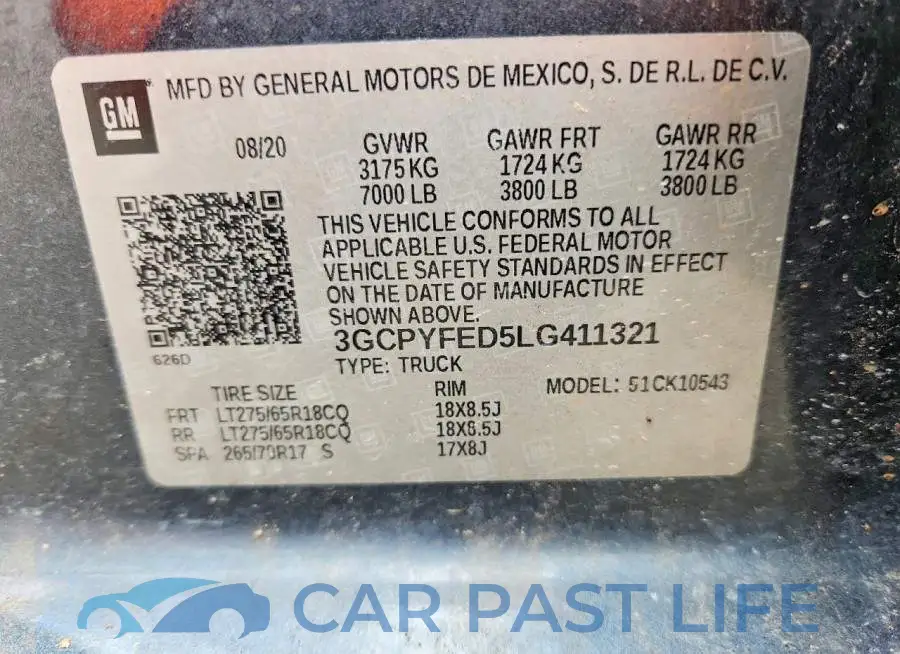 3GCPYFED5LG411321# 12