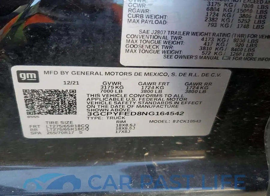 3GCPYFED8NG164542# 12