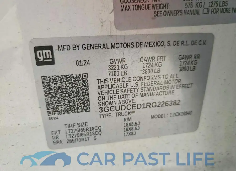 3GCUDCED1RG226382# 12