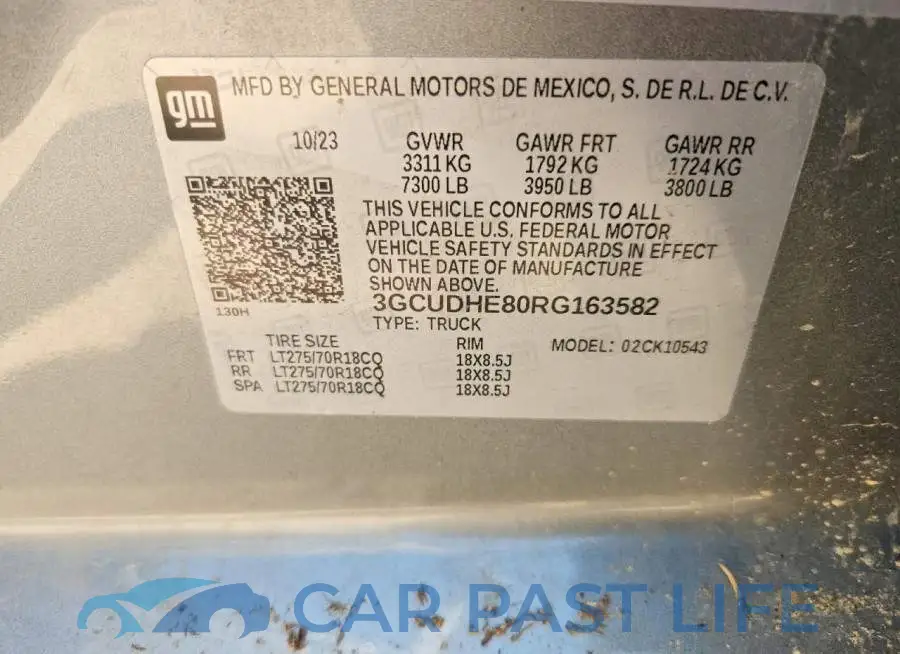 3GCUDHE80RG163582# 12