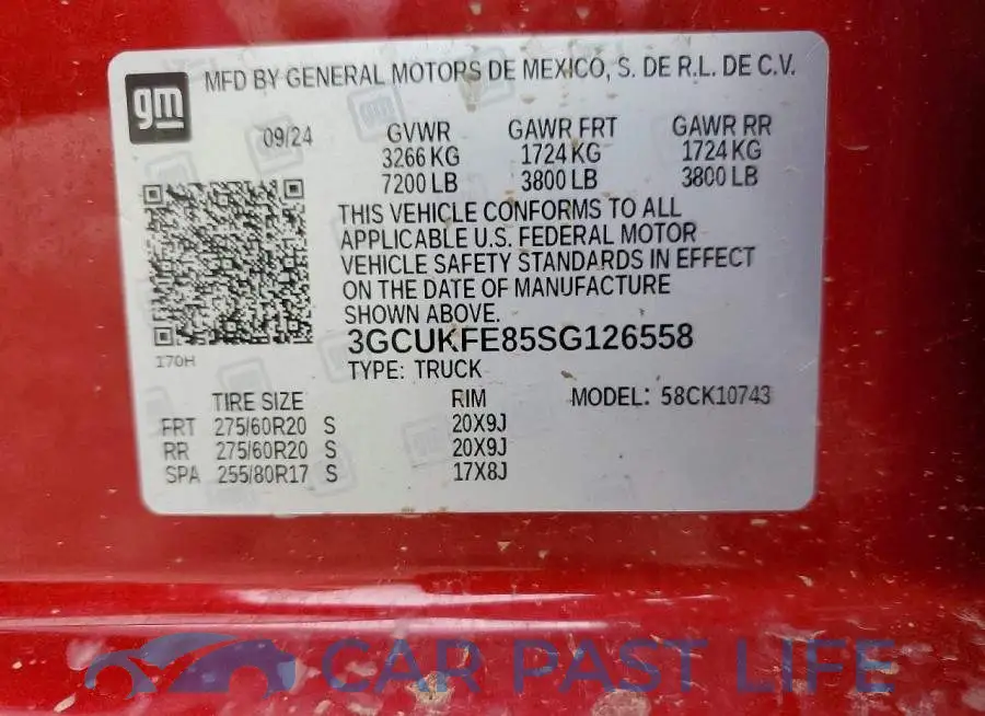 3GCUKFE85SG126558# 12