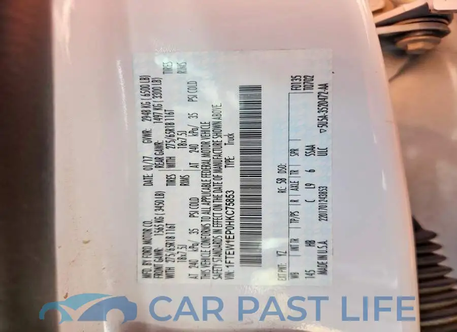 1FTEW1EP0HKC75853# 12