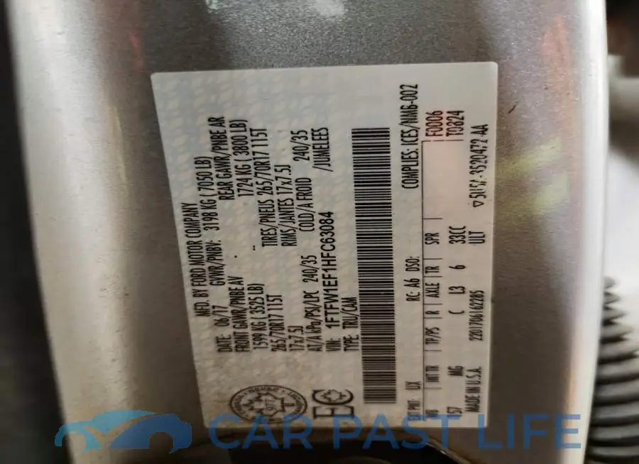 1FTFW1EF1HFC63084# 12