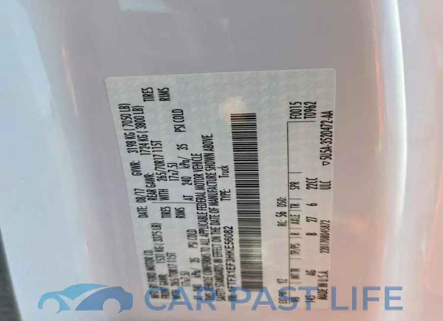 1FTFX1EF3HKE56082# 12