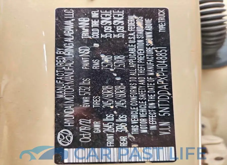 5NTJDDAFXPH048851# 12