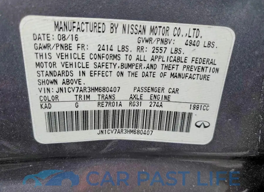 JN1CV7AR3HM680407# 12