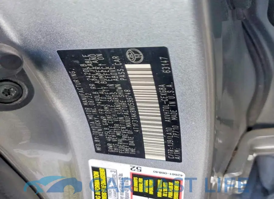 4T1F31AK8NU599748# 12