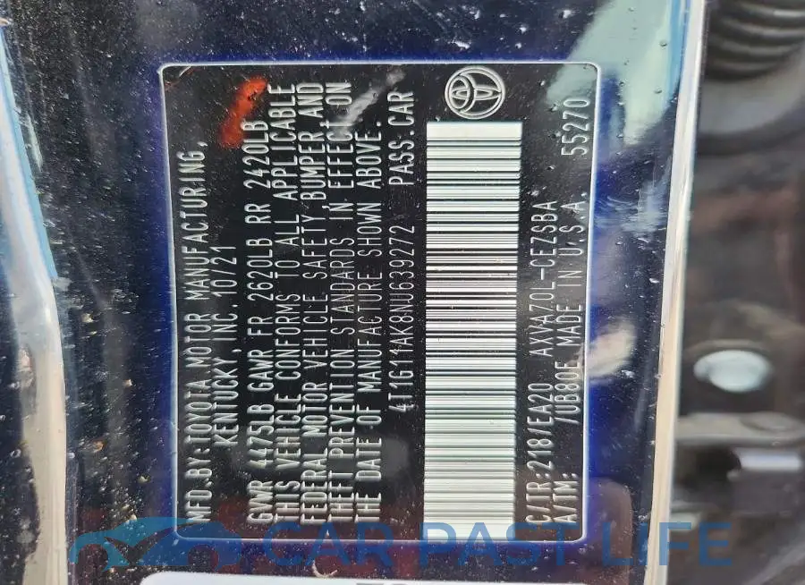 4T1G11AK8NU639272# 13