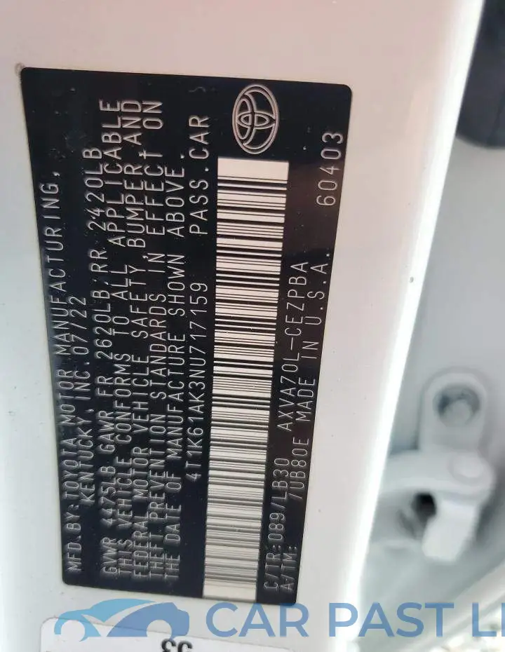 4T1K61AK3NU717159# 12