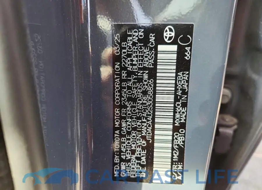 JTDACAAU2S3058826# 12