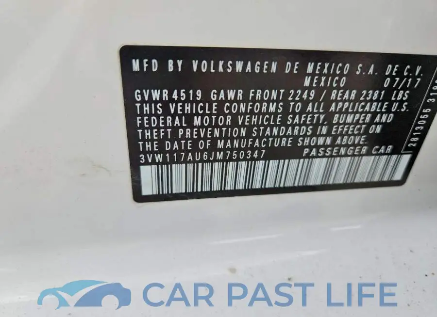 3VW117AU6JM750347# 12