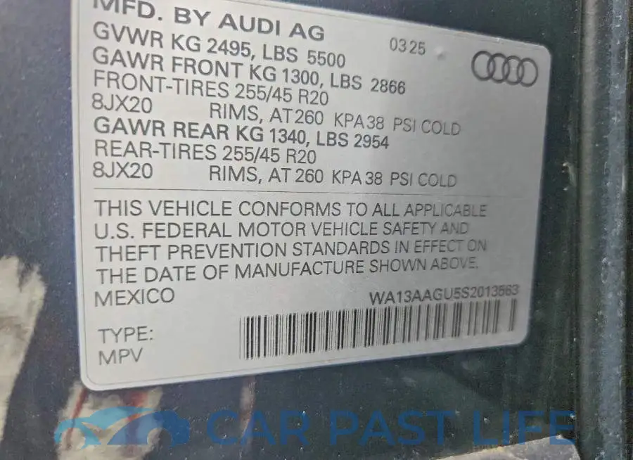 WA13AAGU5S2013563# 12
