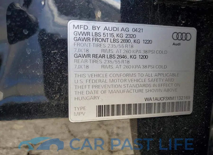 WA1AUCF3XM1132169# 14