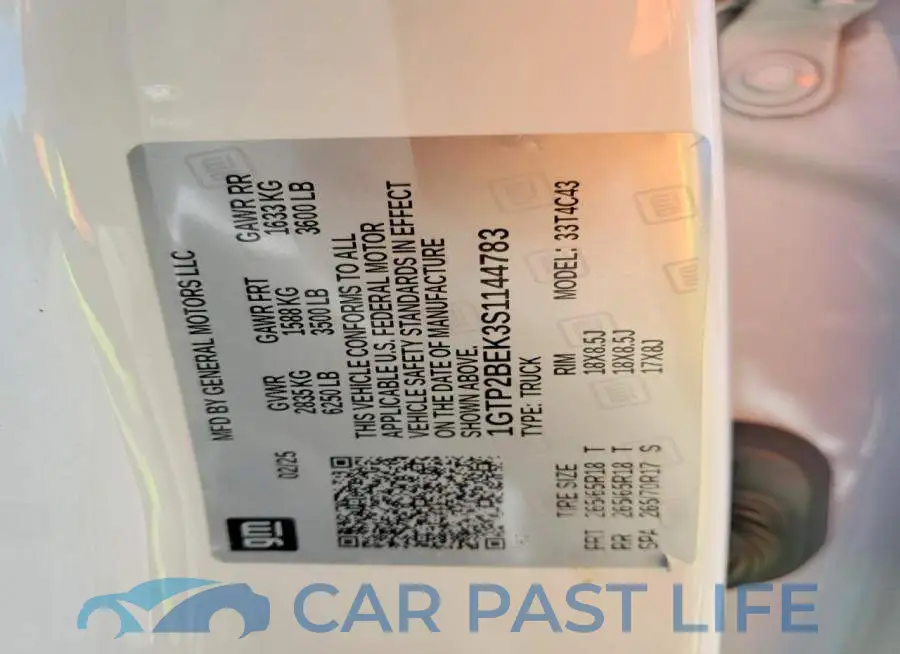 1GTP2BEK3S1144783# 12