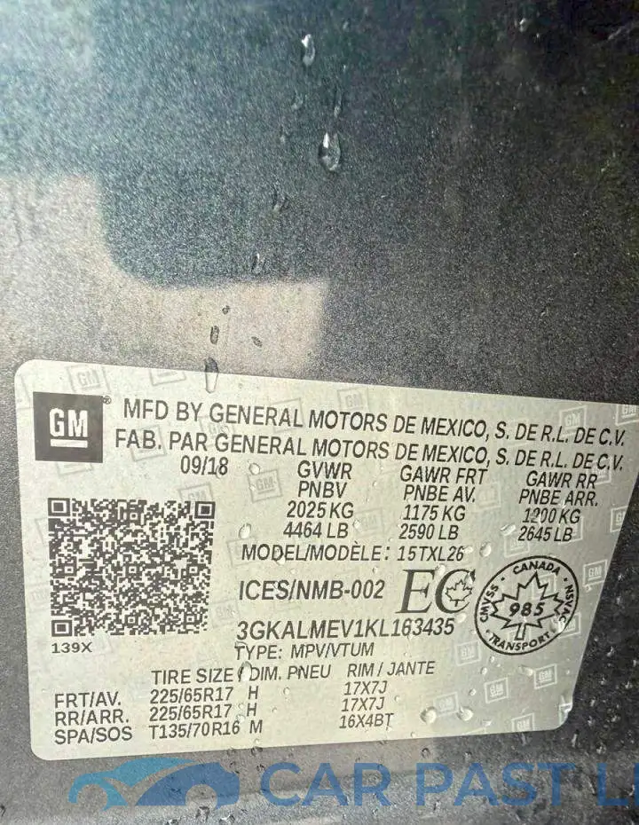 3GKALMEV1KL163435# 10