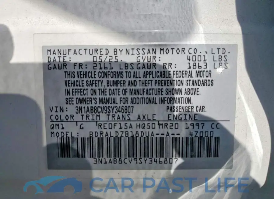 3N1AB8CV9SY346807# 12
