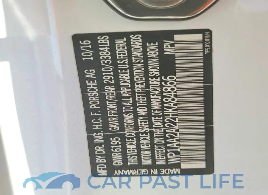 WP1AA2A22HKA84866# 13
