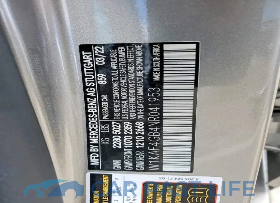 W1KAF4GB4NR041953# 12