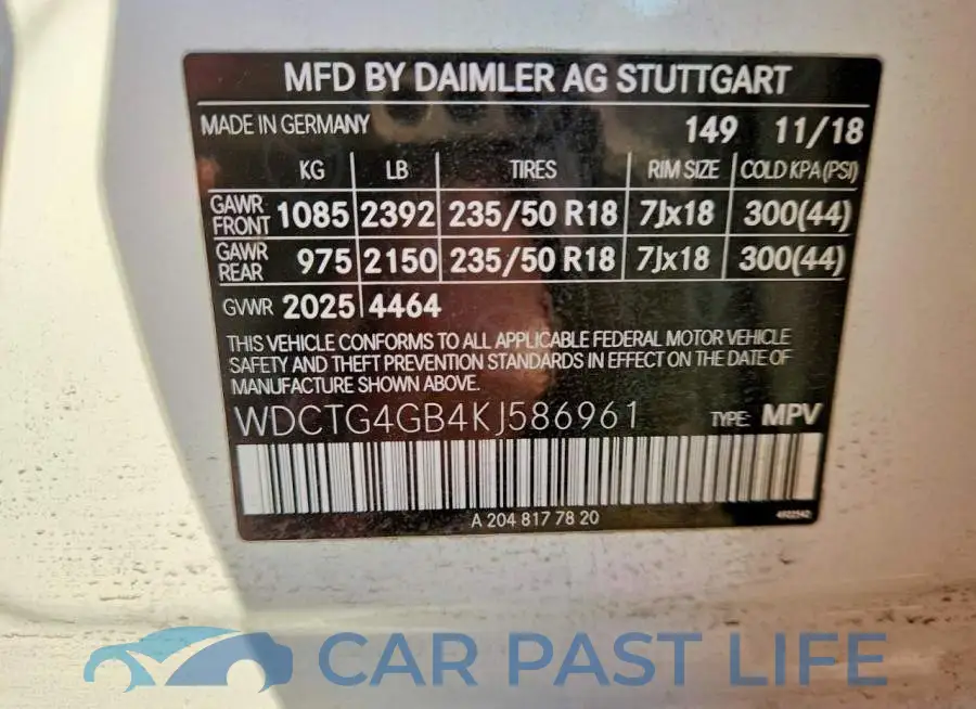 WDCTG4GB4KJ586961# 13