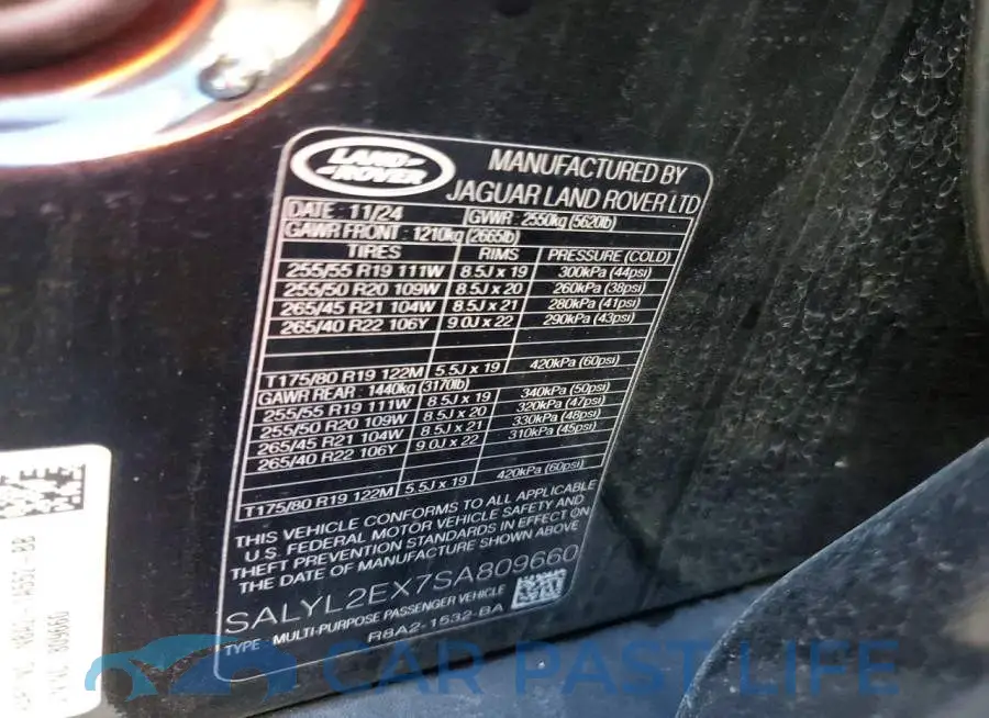 SALYL2EX7SA809660# 13