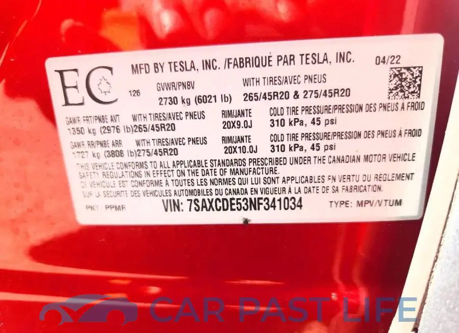 7SAXCDE53NF341034# 12
