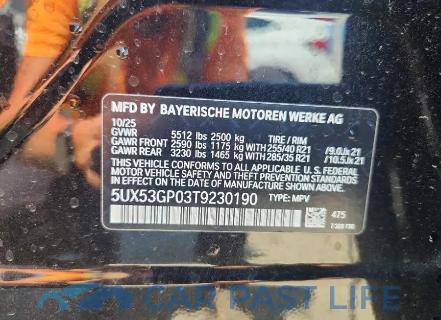 5UX53GP03T9230190# 12