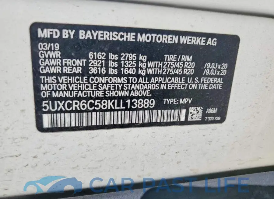 5UXCR6C58KLL13889# 13