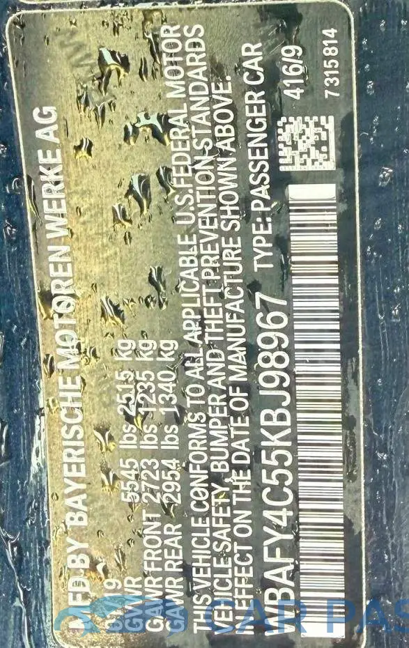 WBAFY4C55KBJ98967# 10